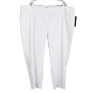 Ashley Stewart Pants Size 28 White Seersucker Ankle Length Pants New